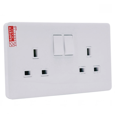 IWILL 13A DOUBLE POWER SOCKET FLAT PLATE IW2GF